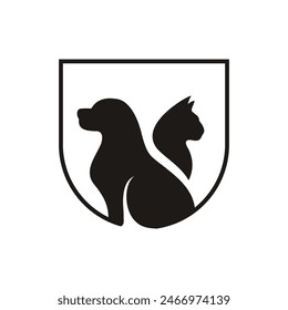 Diseño, Vector e ilustración del logotipo del gato y del perro	