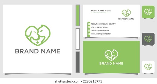 Cat and dog Logo Designs with business card