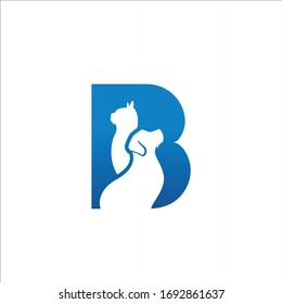 cat dog logo formed b letter vector element design