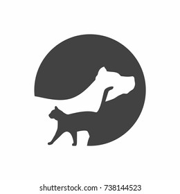 Cat and dog logo icon flat style vector illustration