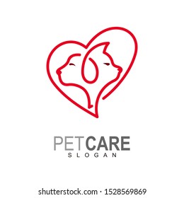 Cat and dog logo, line design illustration