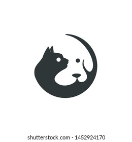 cat and dog logo, negative space concept