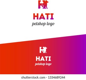 cat dog logo pet store letter H