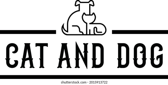 Cat and dog logo retro