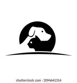 logotipo de gato y perro, sencillo y limpio