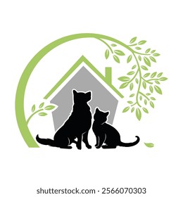 cat and dog logo , simple and clean