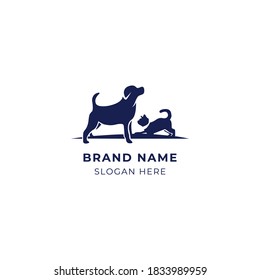 Plantilla de iluminación de vectores con logotipo de perro de gato