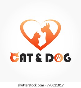 cat and dog logo vector for pet shop or veterinarian branding