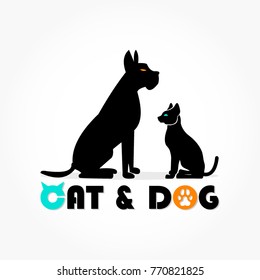 cat and dog logo vector for pet shop or veterinarian branding