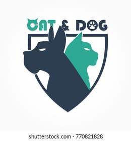 cat and dog logo vector for pet shop or veterinarian branding