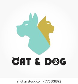 cat and dog logo vector for pet shop or veterinarian branding