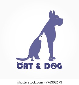 cat and dog logo vector for pet shop or veterinarian branding