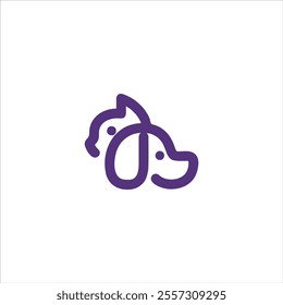 The cat and dog logos are purple and have a white background