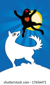 Cat and dog in love