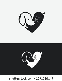 Cat And Dog Love Cute Logo