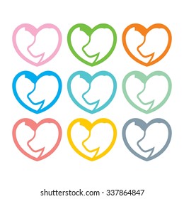 cat and dog in love logo.