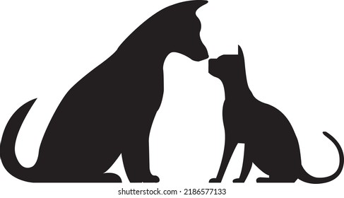 Cat and Dog lovely friends logo design