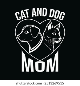 Cat and dog mom t shirt design.