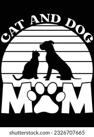Cat and dog mom vector art design, eps file. design file for t-shirt. SVG, EPS cuttable design file svg