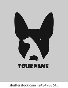 Cat and  Dog and mouse logo design, vector and illustration