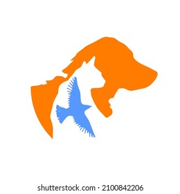 Cat and dog multicolored . Pet shop logo. Vector illustration