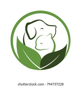 cat and dog organic vector logo