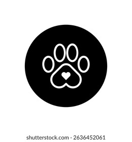 Cat or dog paw icon. Footprint icon. Dog, cat paw icon. Zoo, vet logo element. Footprint vector symbol. Vector illustration. Eps 10.