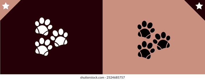 Icono de pata de gato o perro. Icono de la pata. Perro, icono de pata de gato. Zoológico, elemento de logotipo veterinario. Símbolo de Vector con estampado de patas. Ilustración vectorial