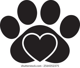 Cat or dog paw icon. Paw icon. Dog, cat paw icon. Zoo, vet logo element. Vector illustration.