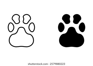 Cat or dog paw icon. Paw icon. Dog, cat paw icon. Zoo, vet logo element. Paw print vector symbol. Vector illustration.