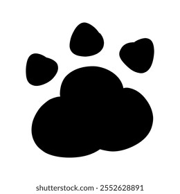 Cat or dog paw outline. Cute animal pets footprint. Black and yellow simple line foot trail print. Cartoon flat doodle hand drawn vector illustration isolated on white background