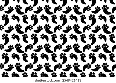 Cat Or Dog Paw Pattern Background. Wallpaper. Vector Illustration