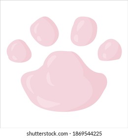 
A cat or dog paw print filled with patterns. Animal footprint. Accessories for pets. An element from a set of doodles drawn by hand. Isolated illustration on a white background.