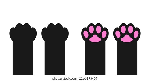 Pata de perro gato imprimió la pierna del pie. Icono de huella de garras rosadas gatitas. Silhouette de parte de cuerpo de caricatura. Recogida de mascotas para bebés. Amor. Símbolo de signo negro. Diseño plano. Fondo blanco. Vector