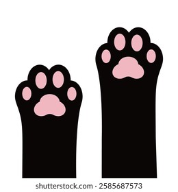 Cat Dog paw print foot leg. Kitten footprint icon. Pawprint. Pink black sign symbol. Cute cartoon character body part silhouette. Pet collection. Childish style. Flat design. White background. Vector