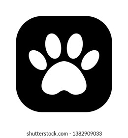 cat and dog paw print inside square. The dog's track in the black square.