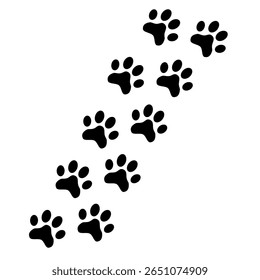Cat or dog paw print track trail silhouette. Paw icon. Zoo, veterinar logo element. Pawprint vector illustration