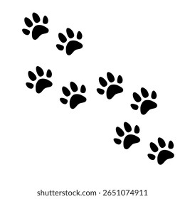 Cat or dog paw print track trail silhouette. Paw icon. Zoo, veterinar logo element. Pawprint vector illustration