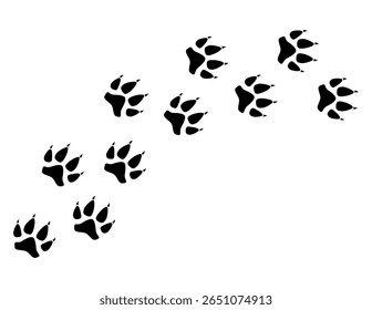 Cat or dog paw print track trail silhouette. Paw icon. Zoo, veterinar logo element. Pawprint vector illustration