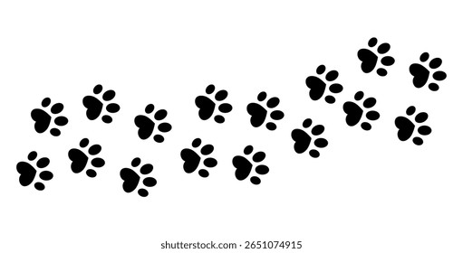 Cat or dog paw print track trail silhouette. Paw icon. Zoo, veterinar logo element. Pawprint vector illustration