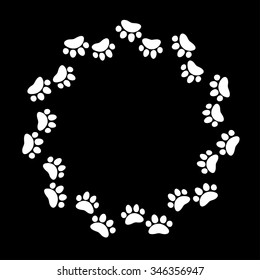 Cat or dog paw prints  frame for your text background, vector