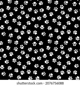 Cat or Dog Paw Prints seamless repeating background - vector pattern with Animal footprints