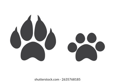 cat and dog paw prints vector icon