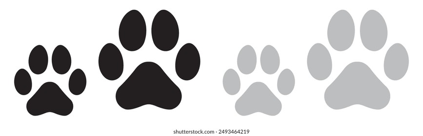 Cat and dog paw prints vetor set.