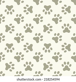 Cat or dog paw seamless pattern - vector animal footprint texture
