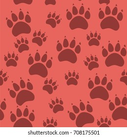 Cat or dog paw seamless pattern - vector animal footprint texture.