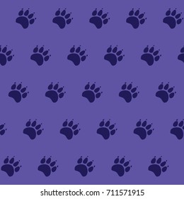 Cat or dog paw seamless pattern - vector animal footprint texture.