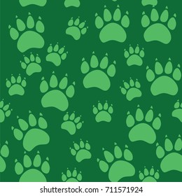 Cat or dog paw seamless pattern - vector animal footprint texture.