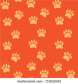Cat or dog paw seamless pattern - vector animal footprint texture.