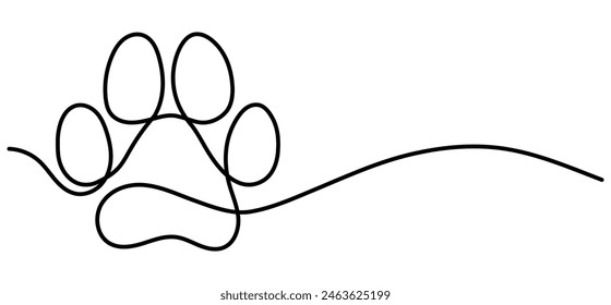 Cat dog paw single line drawing
